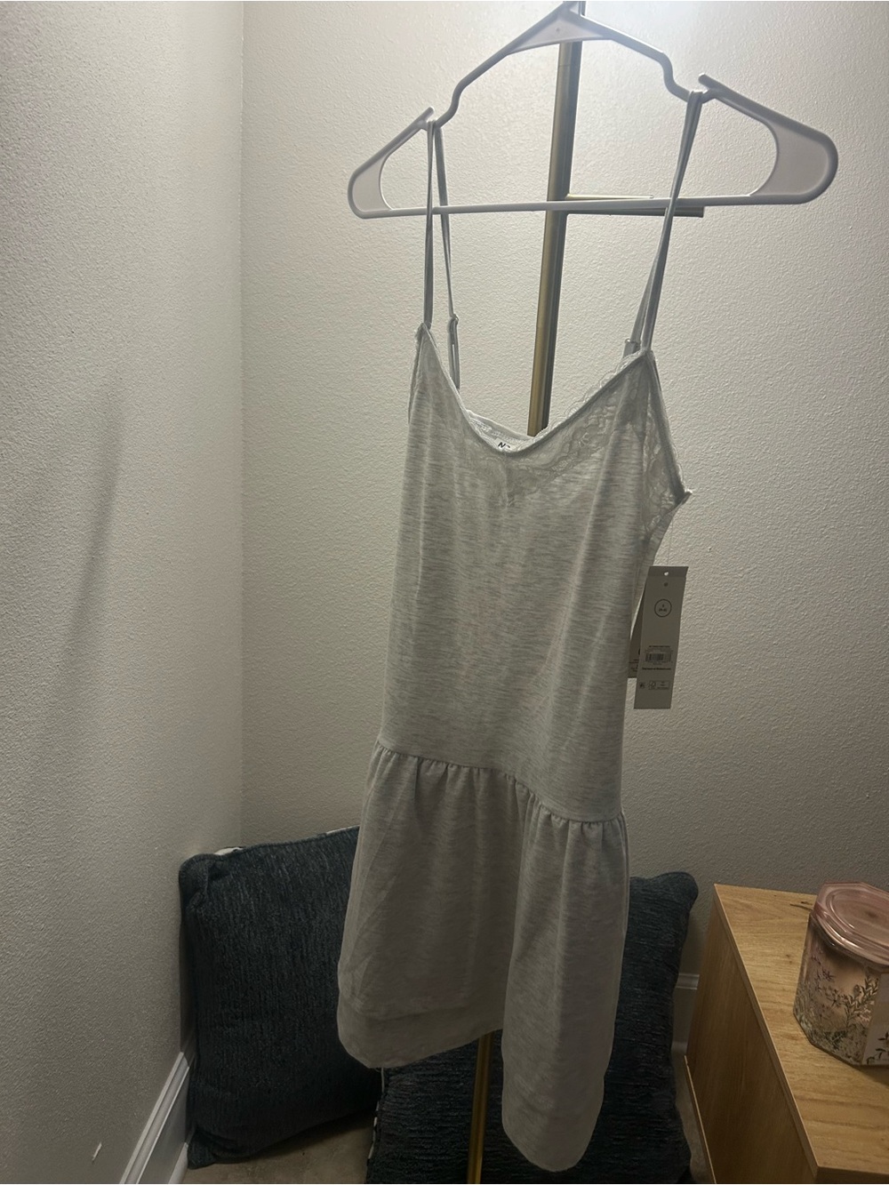 No Boundaries Light Gray Spaghetti Strap Sundress